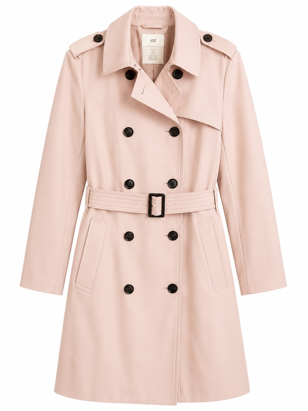 H&M Women's Blush Double-Breasted Trench Coat